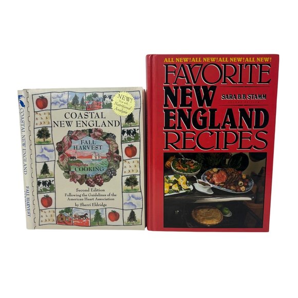 Lot 2 Coastal New England Spiral Hardcover Favorite New England Recipes Cookbook - Picture 1 of 15